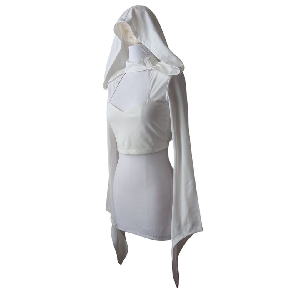 Trickz N Treatz Dolls Kill white hooded crop top